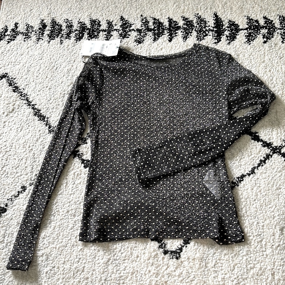 NWT Zara Mesh Studded Top Size Small